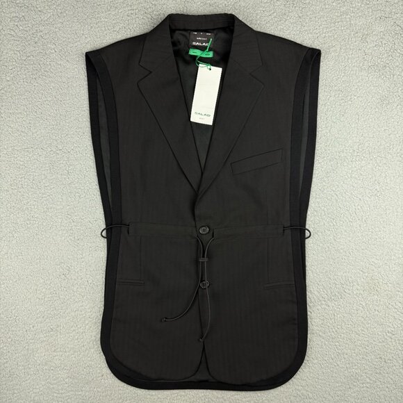 Wear Salad Vest Womens One Size Black Open Side Blazer Jacket Poncho Mens Unisex - Picture 1 of 10